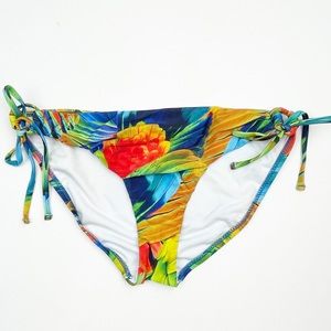 ABS Allen Schwartz Tropical Parrot “O” Side-Tie Bikini Bottoms